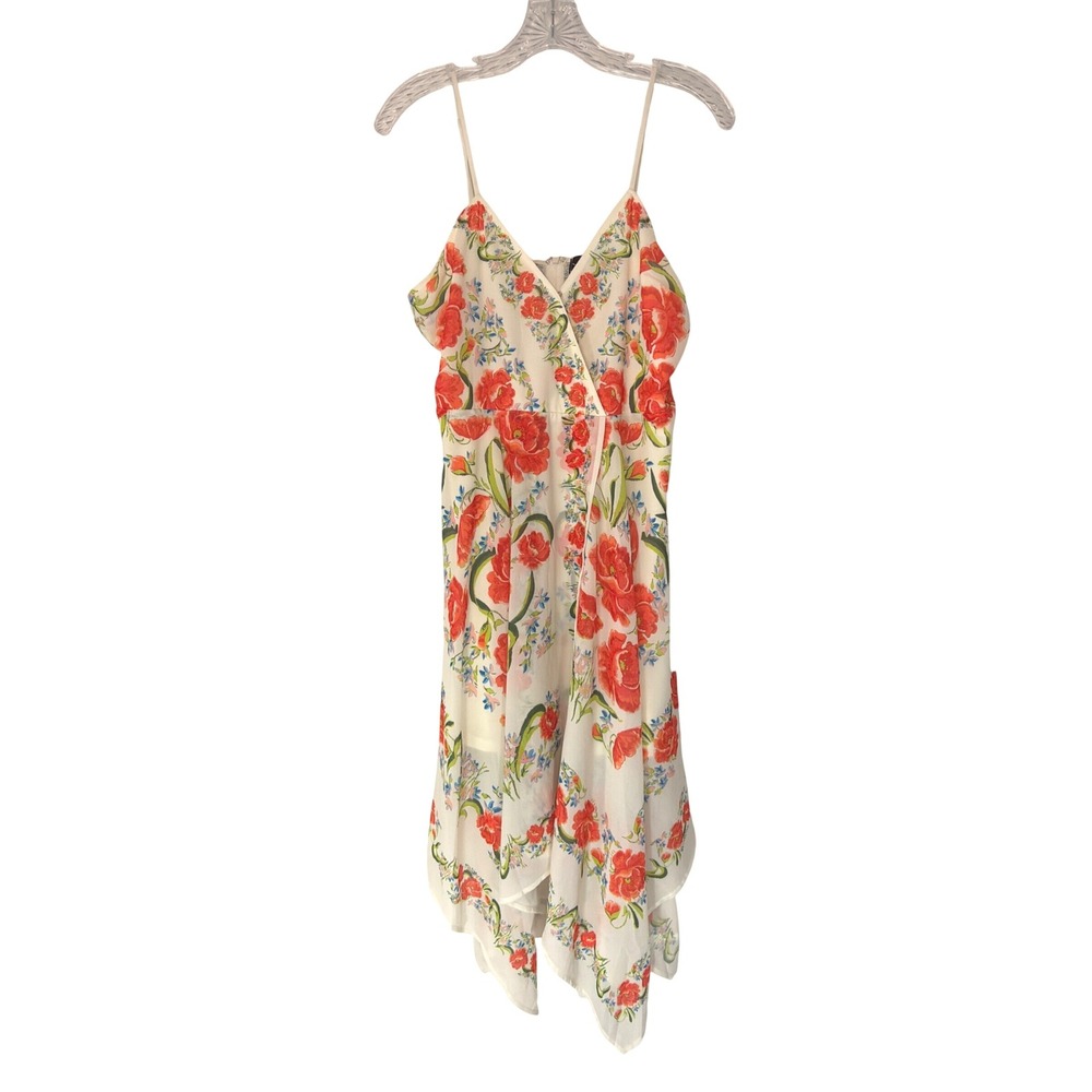 Women's Handkerchief Hem Floral Fairycore Dress Sleeveless Lightweight Large